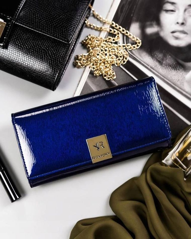 Portfel, niebieski, skórzany, Rovicky