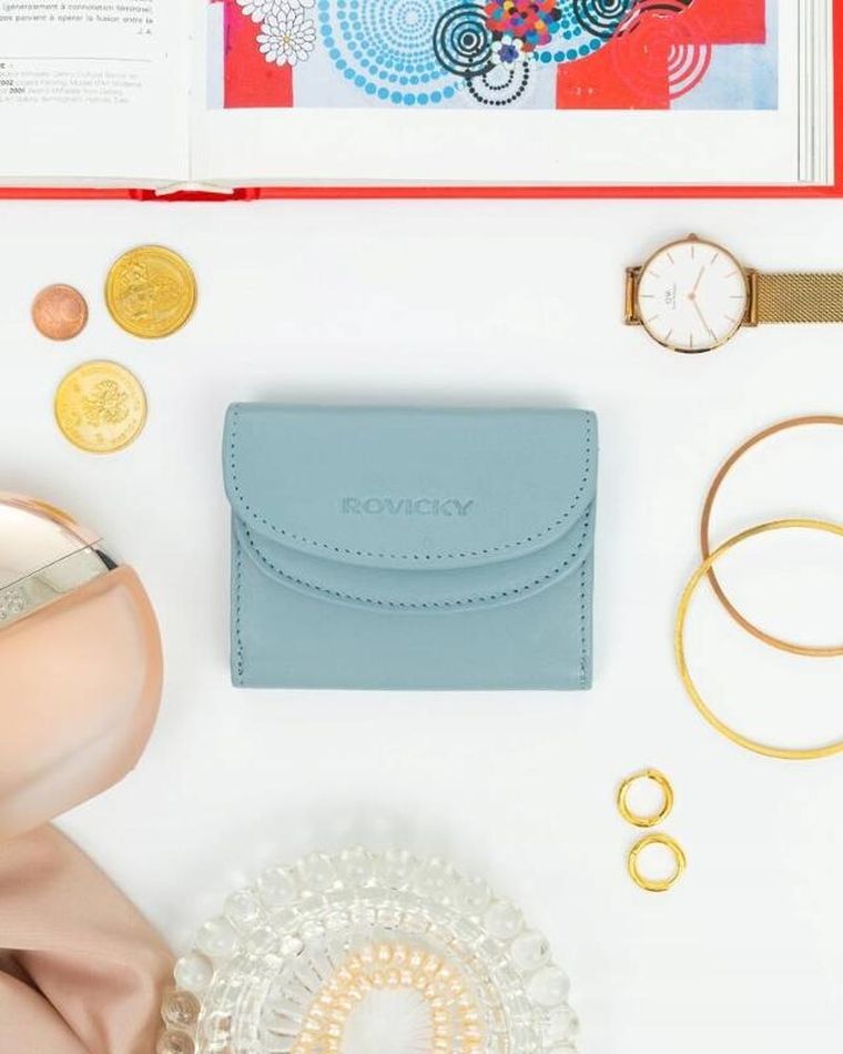 Portfel, niebieski, skórzany, Rovicky