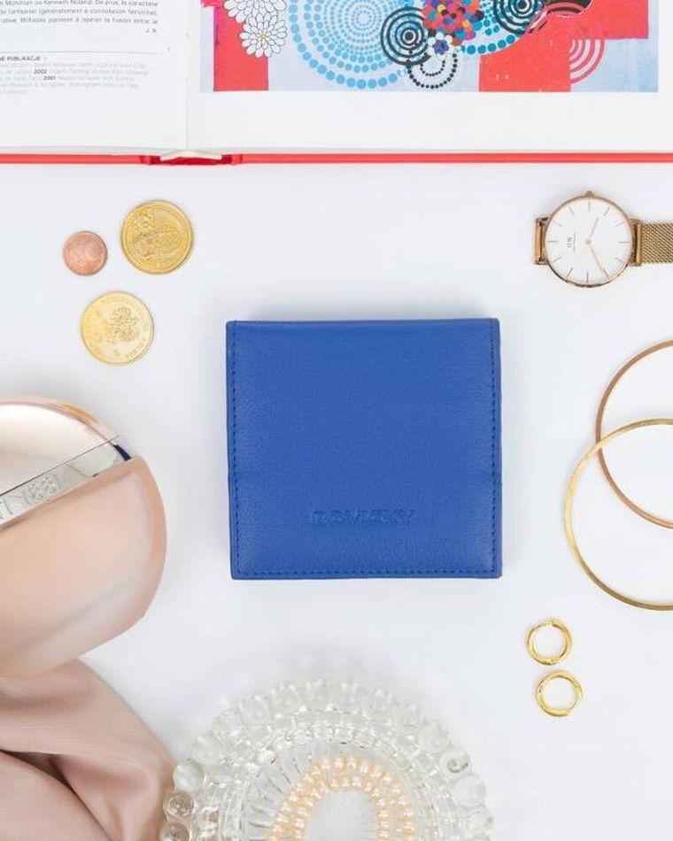 Portfel, niebieski, skórzany, Rovicky