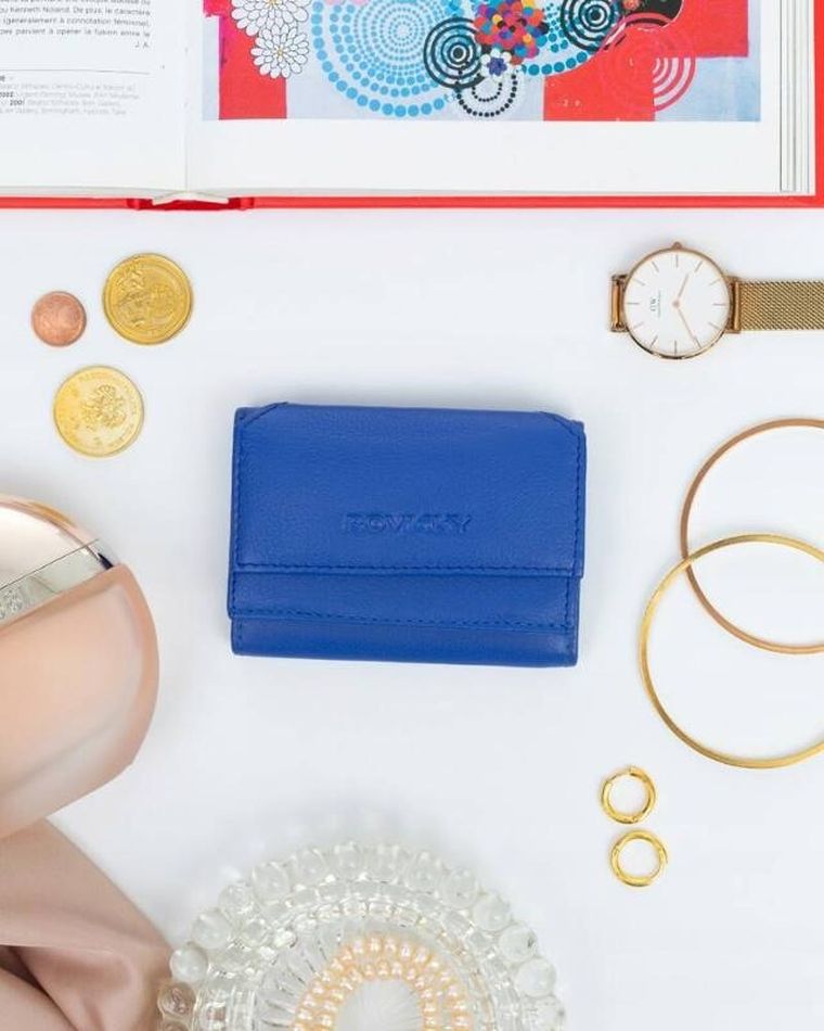 Portfel, niebieski, skórzany, Rovicky