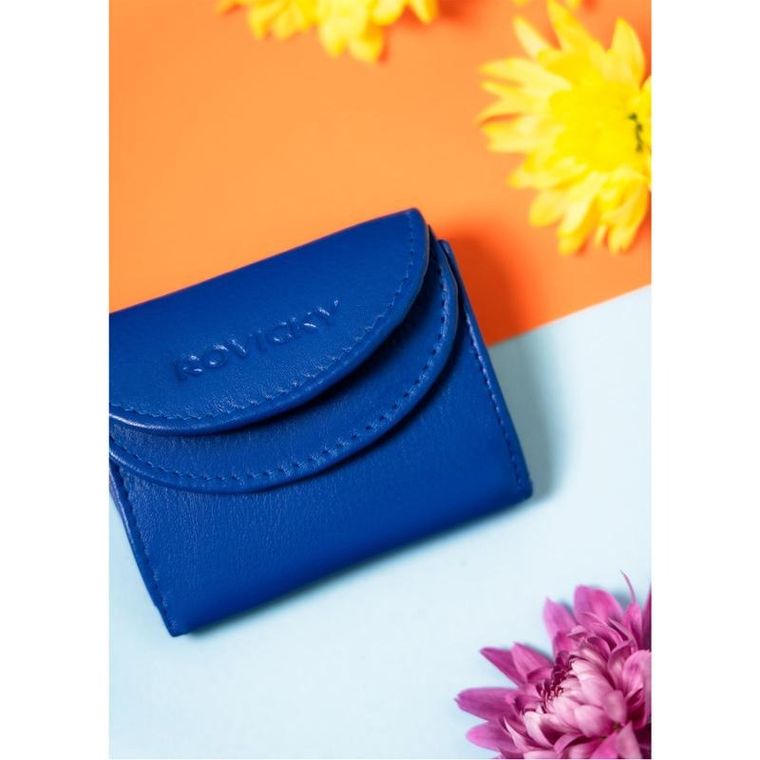 Portfel, niebieski, skórzany, Rovicky