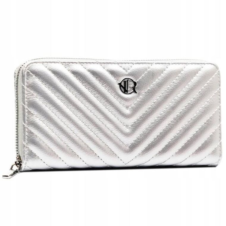 Portfel-piórnik, srebrny, skóra ekologiczna, Rovicky