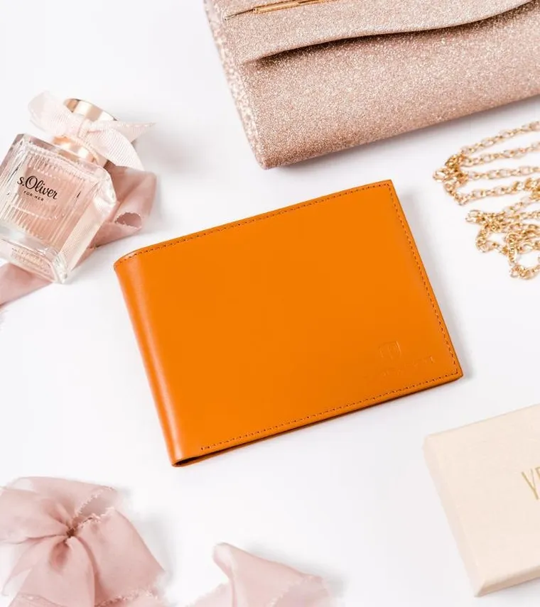 Portfel, pomarańczowy, skórzany, Peterson