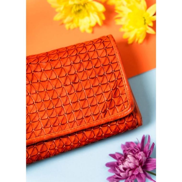 Portfel, pomarańczowy, skórzany, RFID, Rovicky