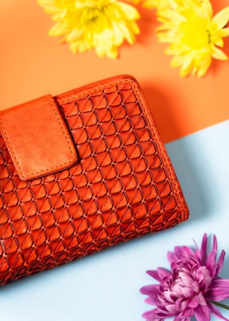 Portfel, pomarańczowy, skórzany, Rovicky