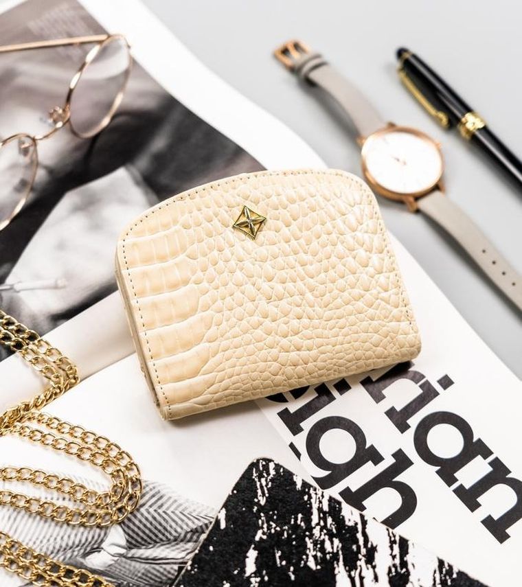 Portfel-portmonetka, beżowy, skóra ekologiczna, Milano Design