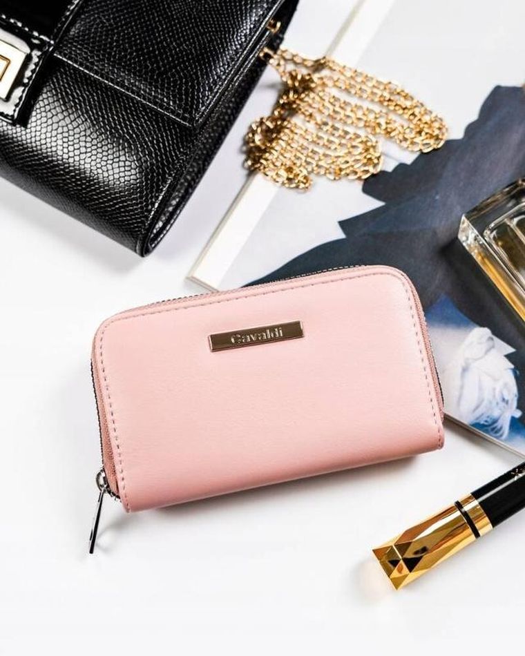 Portfel, różowy, skóra ekologiczna, Cavaldi