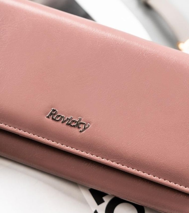 Portfel, różowy, skóra ekologiczna, Rovicky