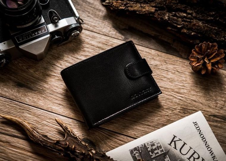 Portfel, skórzany, czarny, RFID, Rovicky