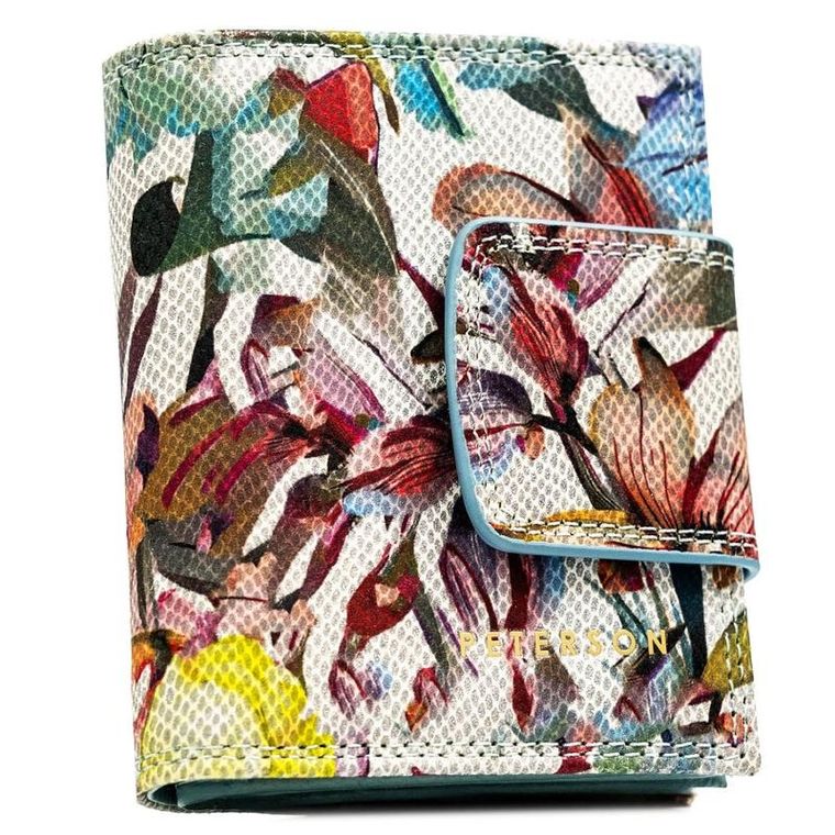 Portfel, skórzany, kwiatowy wzór, Peterson