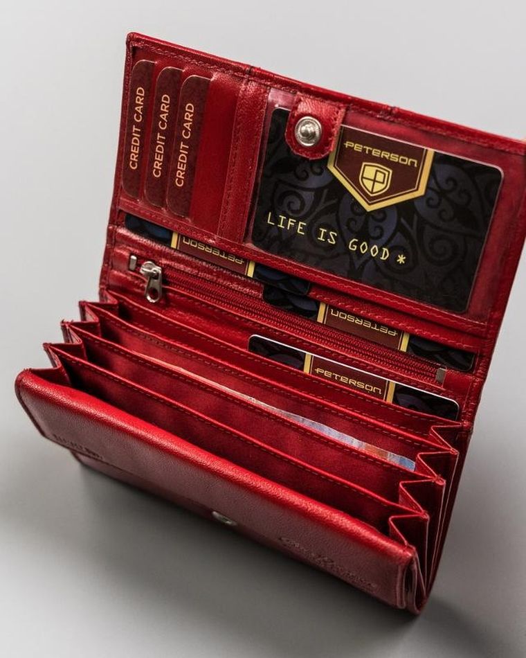 Portfel, skórzany, kwiatowy wzór, Peterson