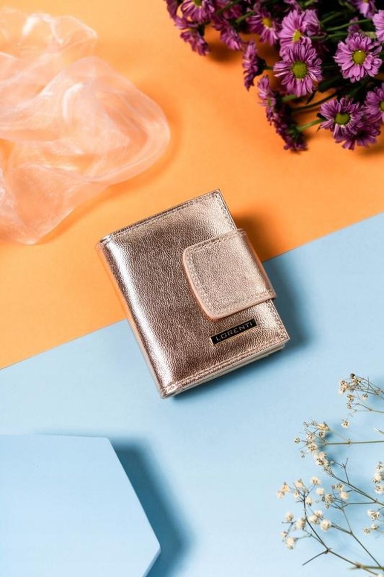 Portfel, skórzany, różowy, Lorenti