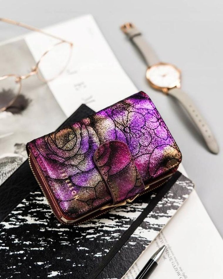 Portfel, skórzany, różowy, Peterson