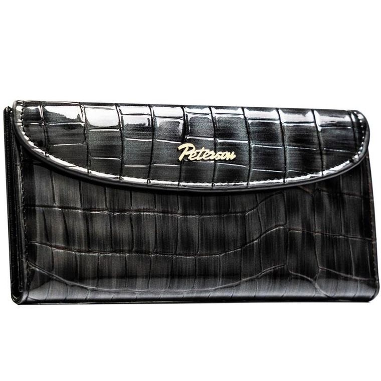 Portfel, szary, skóra ekologiczna, Peterson