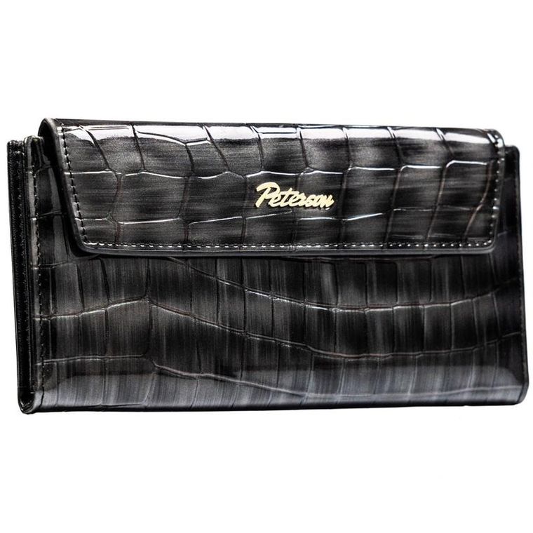 Portfel, szary, skóra ekologiczna, Peterson