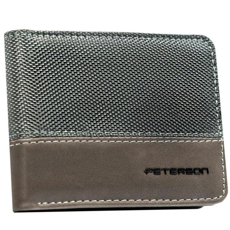 Portfel, szary, skóra ekologiczna, RFID, Peterson