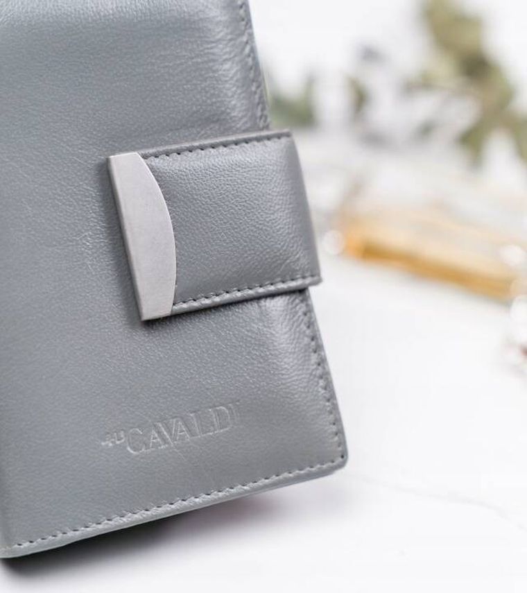 Portfel, szary, skórzany, 4U Cavaldi
