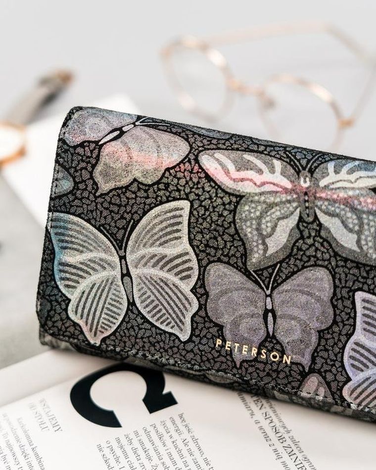 Portfel, szary, skórzany, Peterson