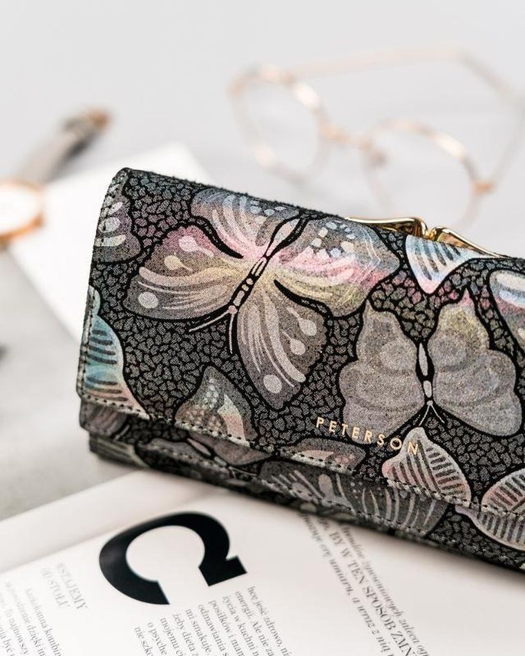 Portfel, szary, skórzany, Peterson