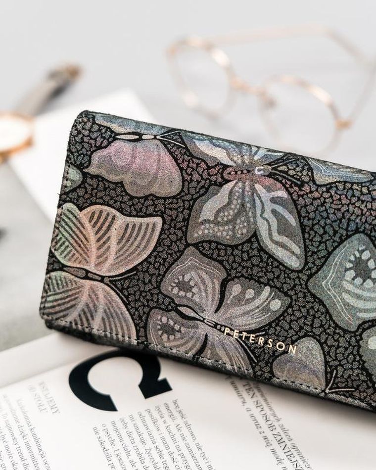 Portfel, szary, skórzany, Peterson