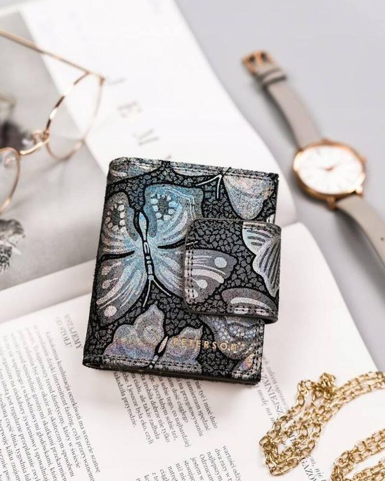 Portfel, szary, skórzany, Peterson