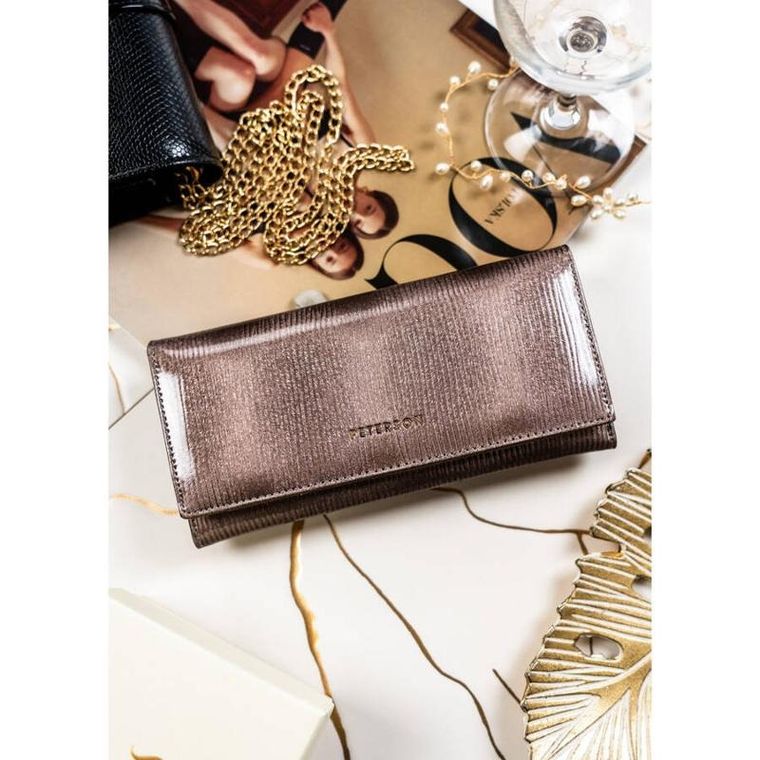 Portfel, szary, skórzany, Peterson