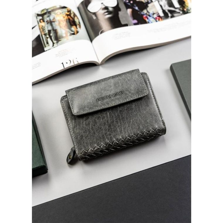 Portfel, szary, skórzany, Peterson