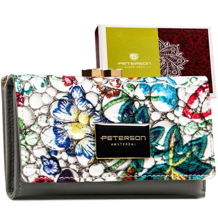 Portfel, szary, skórzany, Peterson