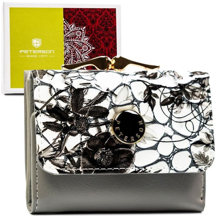 Portfel, szary, skórzany, Peterson