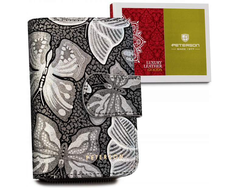 Portfel, szary, skórzany, RFID, Peterson