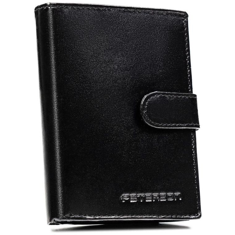 Portfel z brelokiem, czarny, skórzany, Peterson