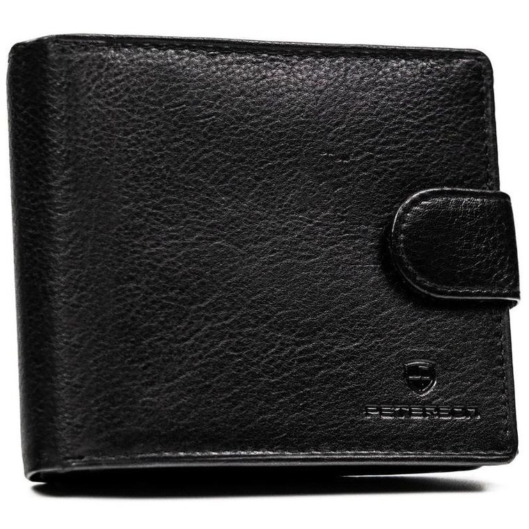 Portfel z brelokiem, czarny, skórzany, Peterson