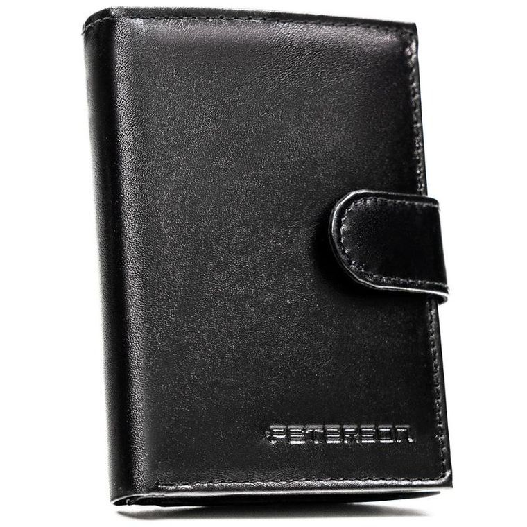 Portfel z brelokiem, czarny, skórzany, Peterson