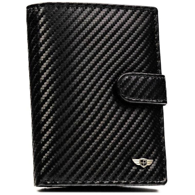 Portfel z brelokiem, czarny, skórzany, Peterson