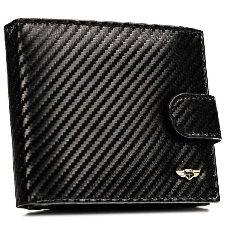 Portfel z brelokiem, czarny, skórzany, Peterson