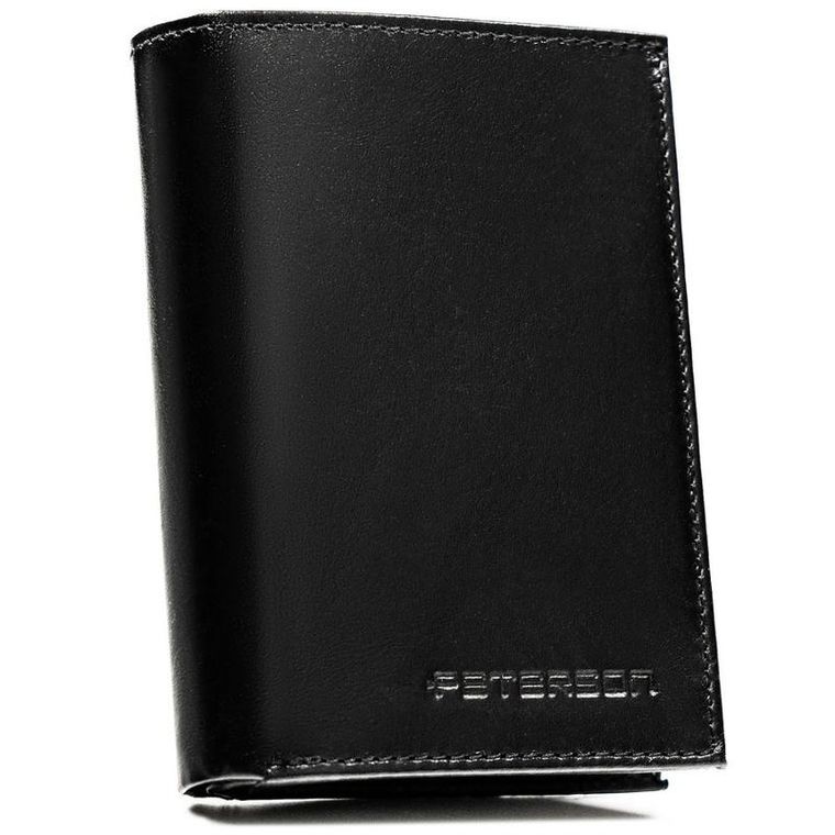 Portfel z brelokiem, czarny, skórzany, Peterson