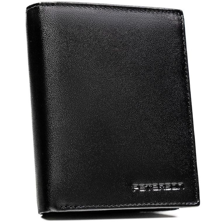 Portfel z brelokiem, czarny, skórzany, Peterson