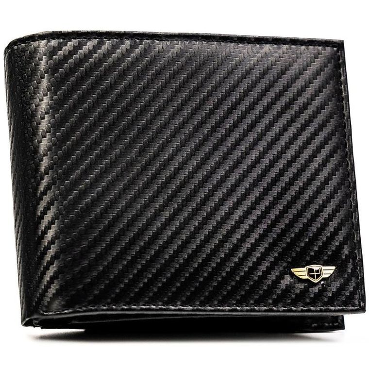 Portfel z brelokiem, czarny, skórzany, Peterson