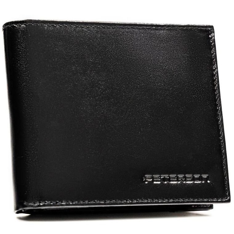 Portfel z brelokiem, czarny, skórzany, Peterson