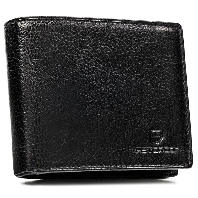 Portfel z brelokiem, czarny, skórzany, Peterson