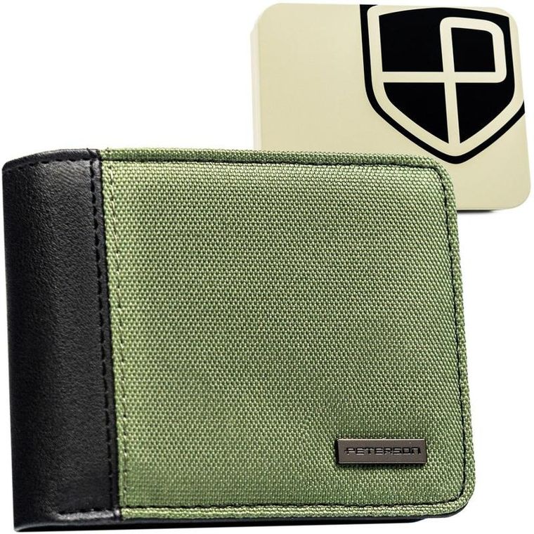 Portfel, zielono-czarny, skóra ekologiczna, RFID, Always Wild