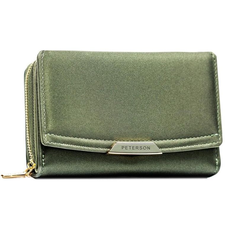 Portfel, zielony, skóra ekologiczna, RFID, Peterson