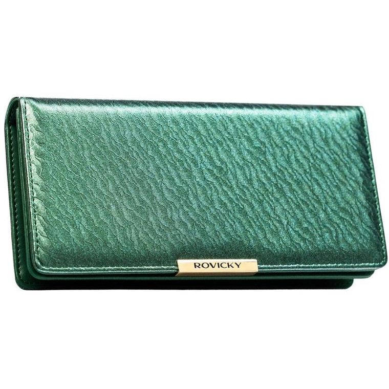 Portfel, zielony, skóra ekologiczna, RFID, Rovicky