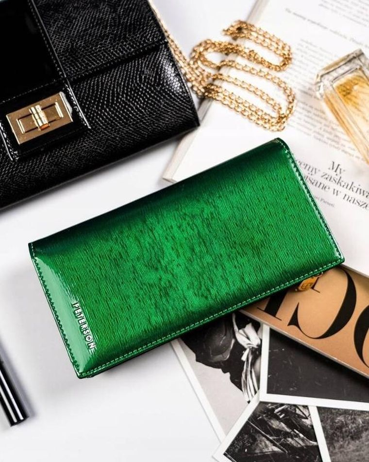 Portfel, zielony, skórzany, Peterson