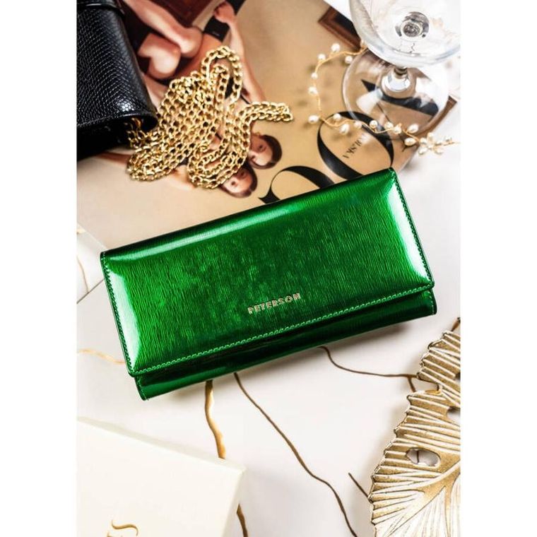 Portfel, zielony, skórzany, Peterson