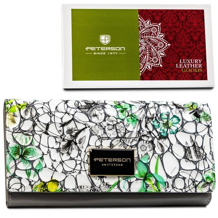 Portfel, zielony, skórzany, Peterson