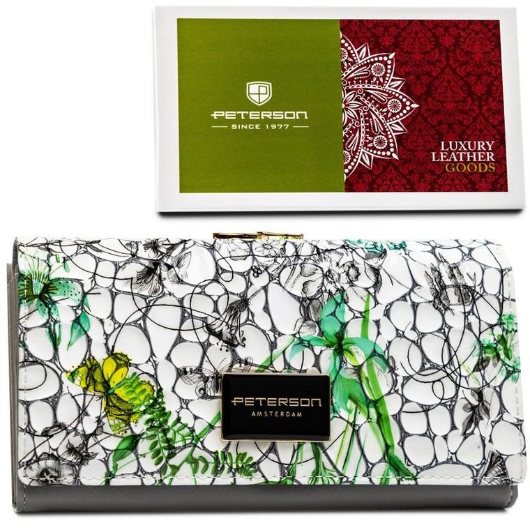Portfel, zielony, skórzany, Peterson