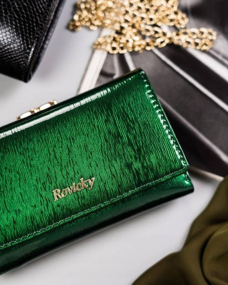 Portfel, zielony, skórzany, Rovicky