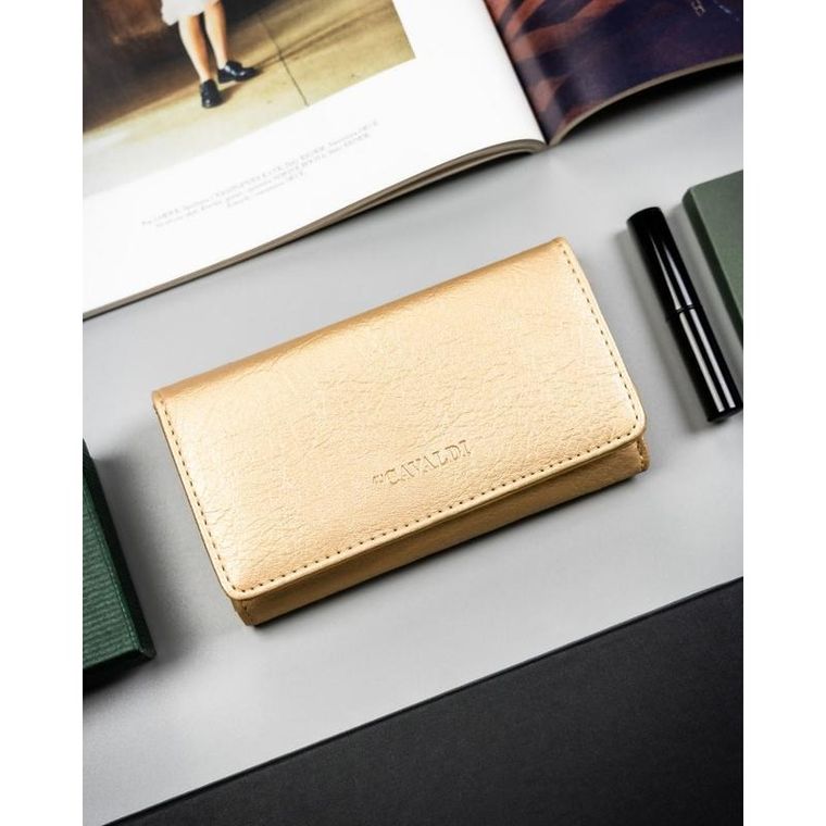 Portfel, złoty, skóra ekologiczna, 4U Cavaldi