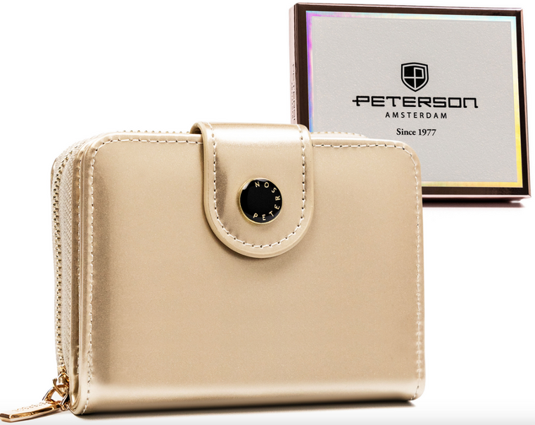 Portfel, złoty, skóra ekologiczna, Peterson